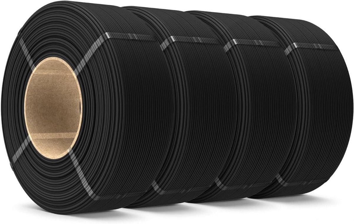 PETG Filament 1,75 mm voor 3D-printers - 4 kg, Zwart, Geschikt voor Herbruikbare Spoelen