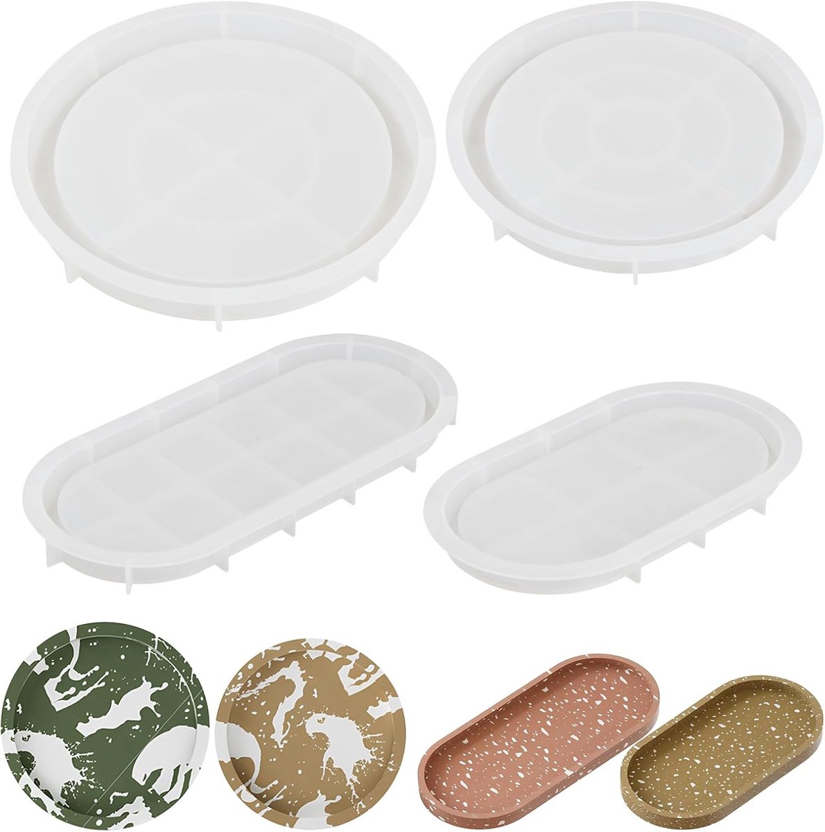 Silicone Bakeware Set 4-delig Rond en Ovaal Met Groeven voor Creatieve DIY Projecten