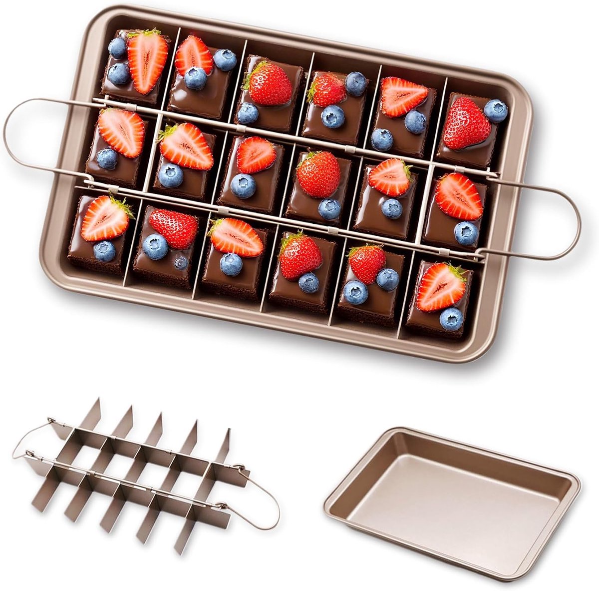 Brownie Pan met Verdelers - 18 Pre-Slice Brownies Cutter