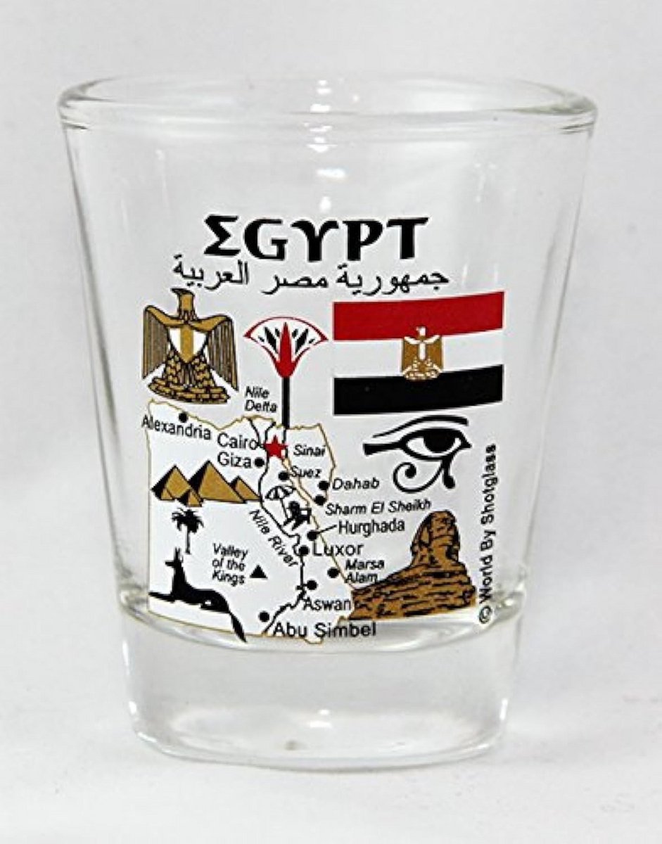 Souvenir Shot Glass met Iconische Egyptische Monumenten