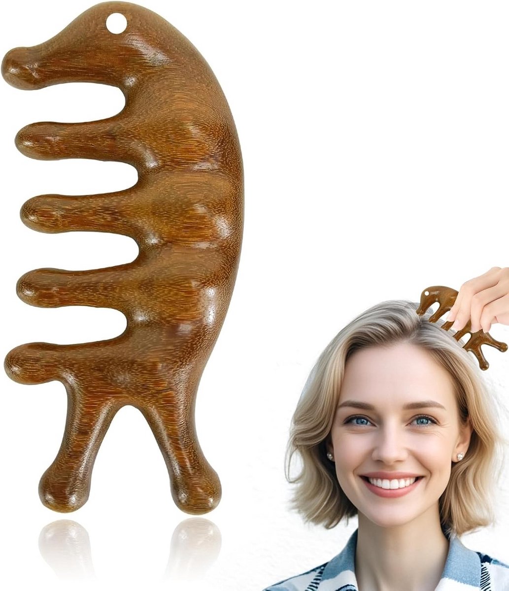 Houten Massagekam met Ronde Punten voor Hoofdhuidverzorging
