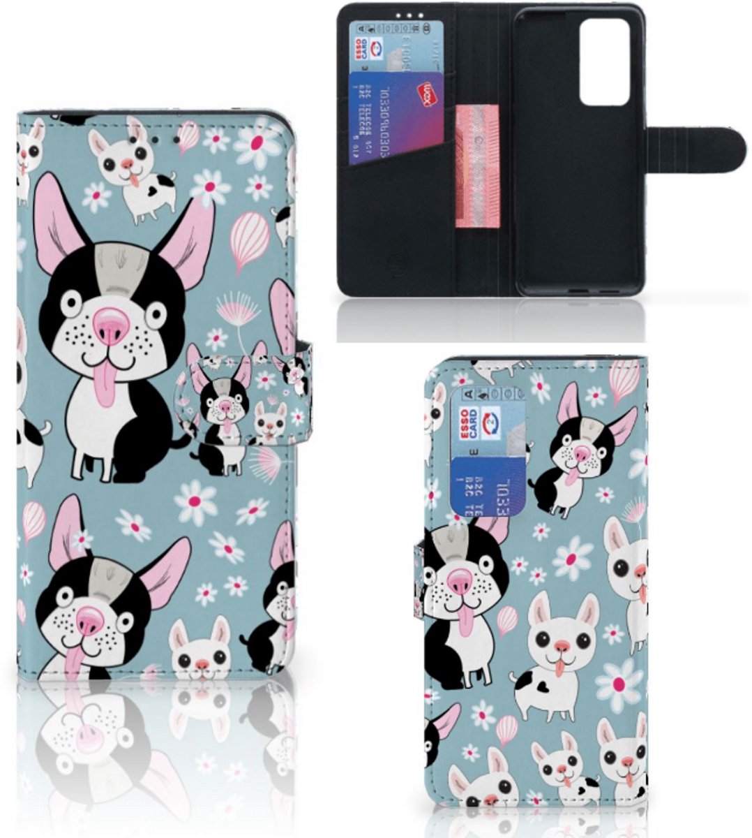 Huawei P40 Pro Telefoonhoesje met Pasjes Hondjes