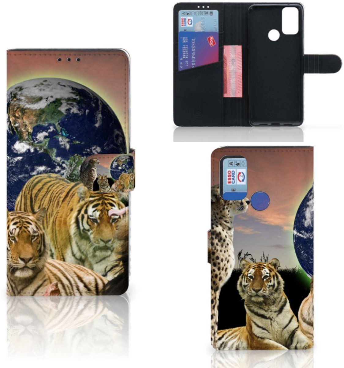 Book Case voor Alcatel 1S (2021) Telefoonhoesje met Pasjes Roofdieren