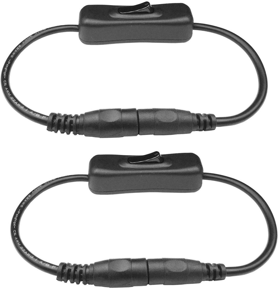 22 AWG DC Schakelkabel 12V met Schakelaar - 5,5 mm x 2,1 mm Kabel voor LED Strips en Apparaten