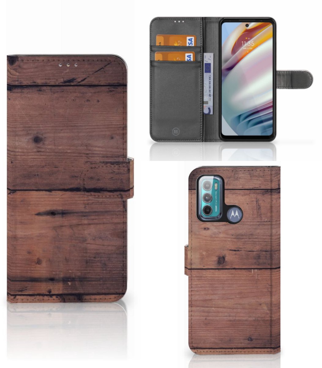 Boekhoesje voor Motorola Moto G60 Book Style Case Old Wood