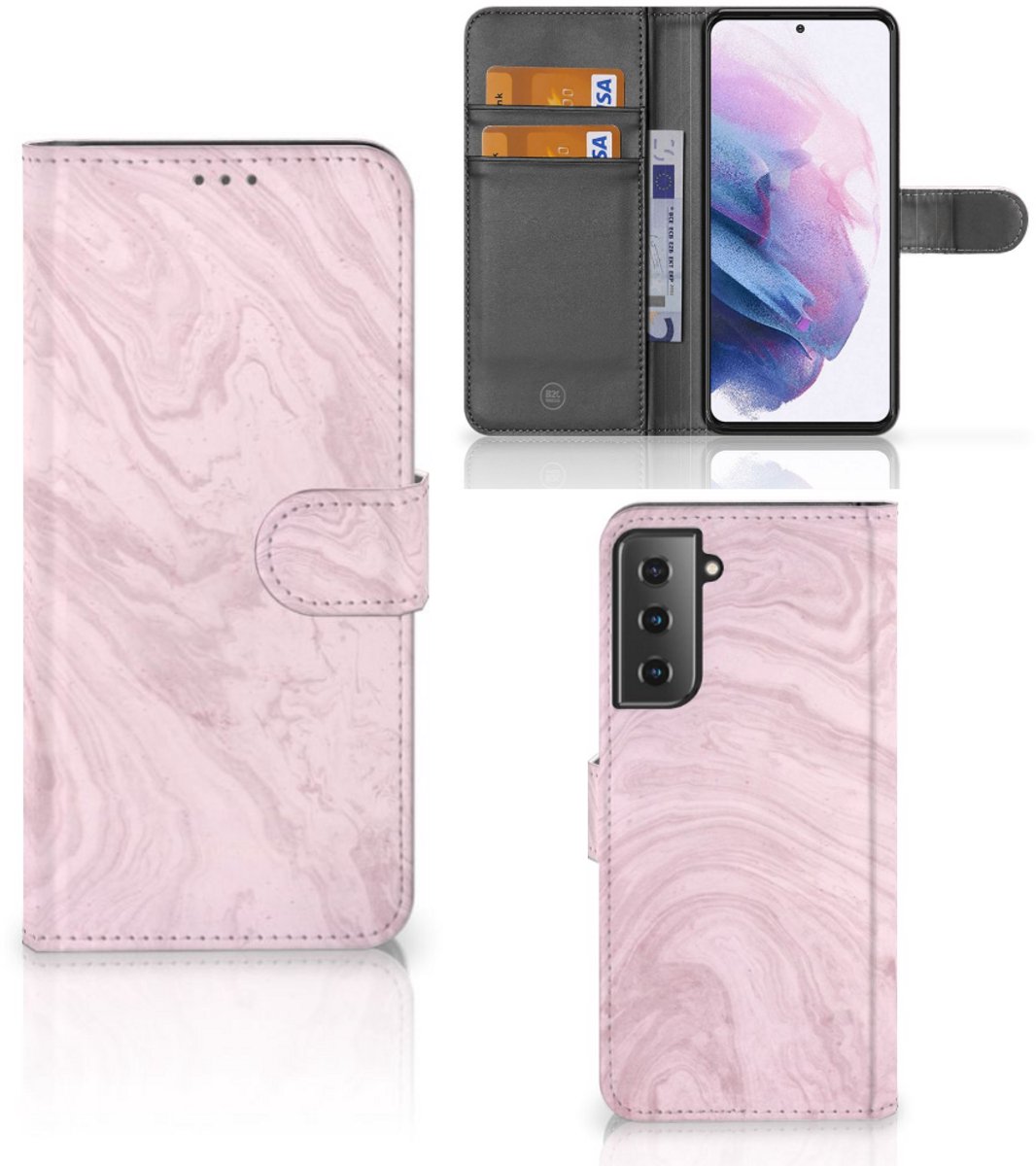 Samsung Galaxy S21 Plus Bookcase Marble Pink - Origineel Cadeau Vriendin