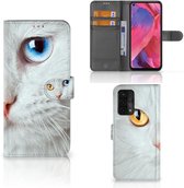 Étui pour téléphone portable OPPO A54 5G | A74 5G | A93 5G Bookcover Case Chat Witte