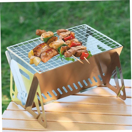 1 stuk - Kleine houtskoolgrill - Opvouwbare mini-houtskoolgrill voor buiten - Draagbare houtskoolgrill - Roestvrijstalen campinggrill - Geschikt voor buiten en om te koken — afbeelding 2