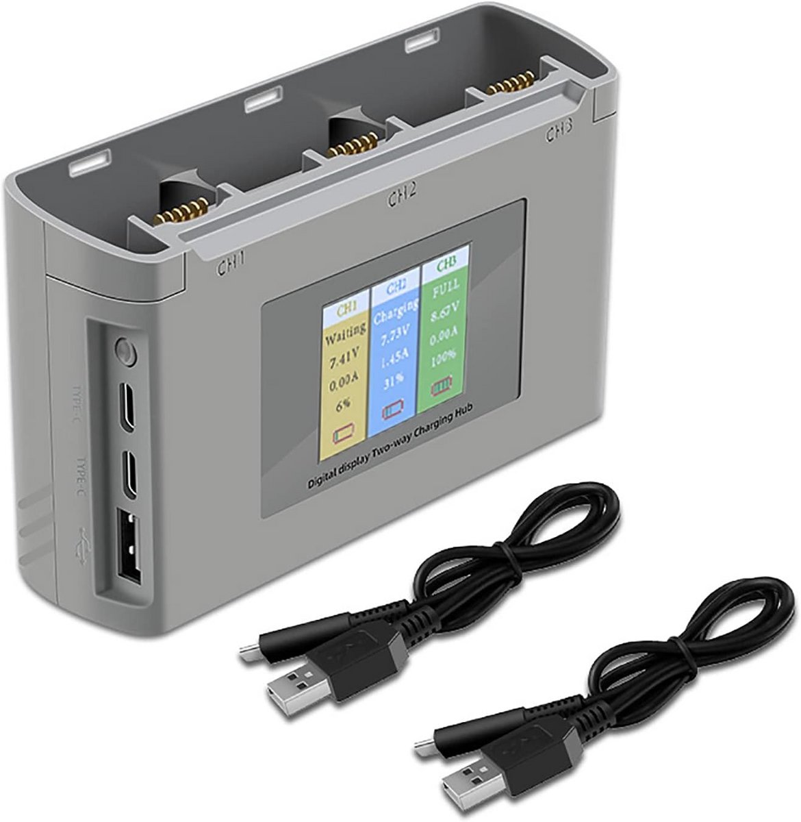 USB LCD-scherm Batterijlader Tweerichtings Oplader voor Drones