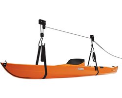 Hoteche Kajakophanging fietslift, kajakaccessoires met 16 m touw, plafondhouder voor kano's en fietsen, draagkracht 57 kg.