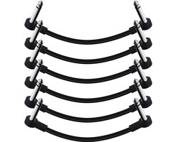 SONICAKE 6 Inch Gitaar Patch Kabel Gitaar Effect Pedaal Kabels Geruisloze 1/4 "Haakse TS Mono Cords voor Gitaar/Bas Effect Pedalen Zwart 6 Pack