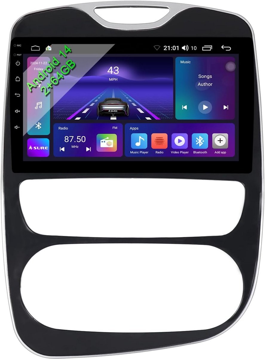 Android Autoradio 10,1 inch met CarPlay en Android Auto voor Renault Clio 4