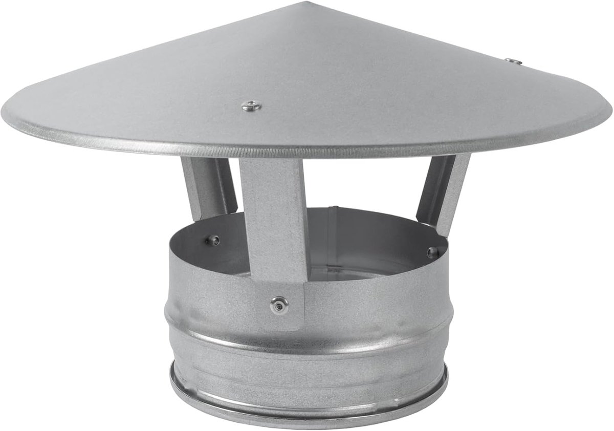Dakventilatiedop 10,5 cm - Gegalvaniseerde schoorsteenkap voor ronde uitlaatkanalen - Perfecte HVAC-isolatie - Regenkap voor buitenleidingbuis