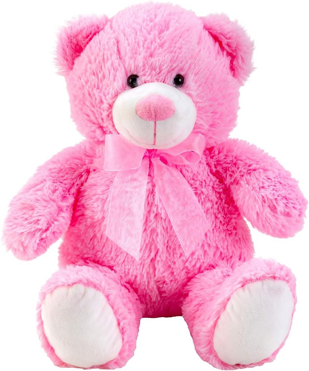 Pluche Teddybeer Roze met Strik 50 cm - Zacht Speelgoed voor Kinderen