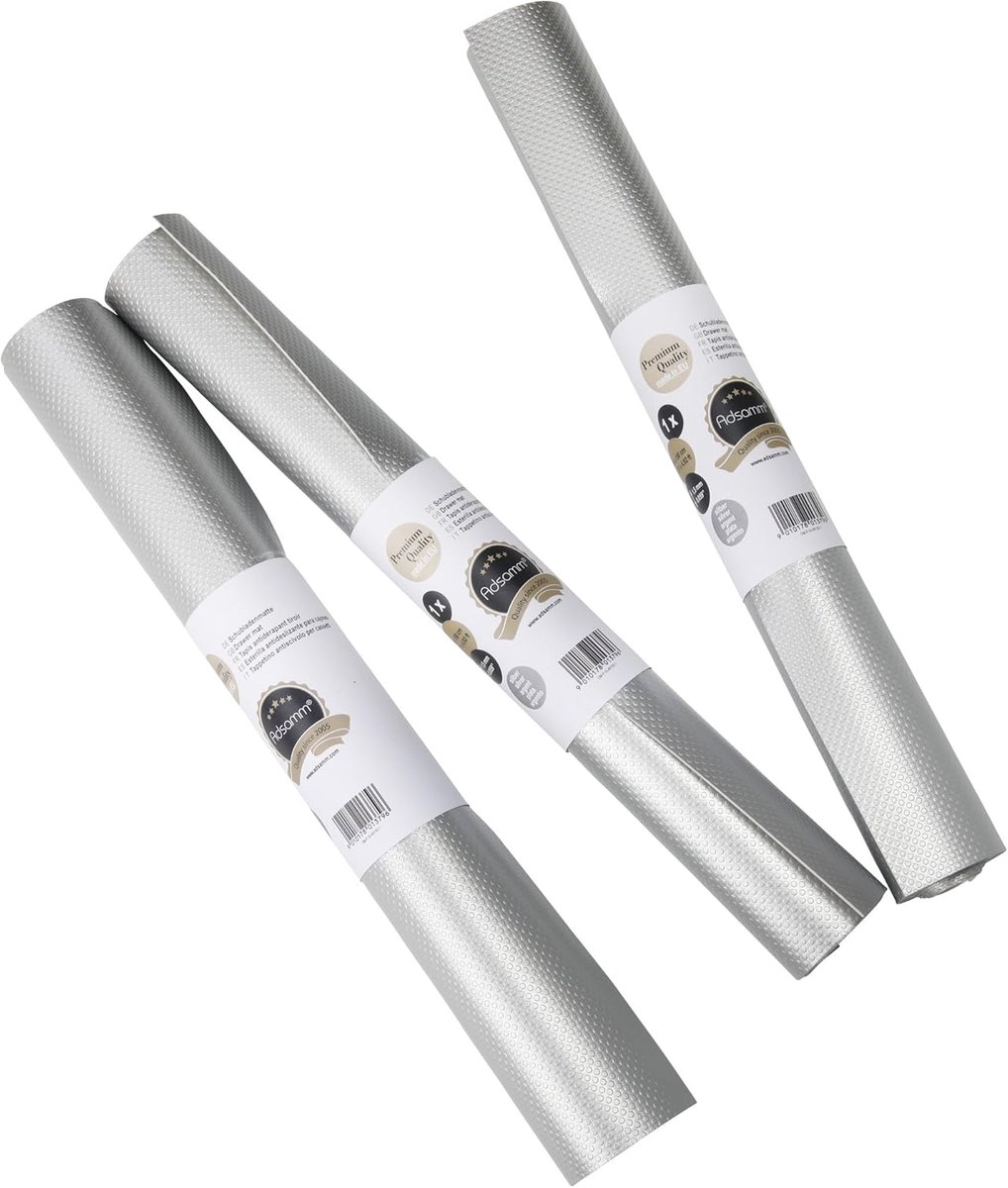 3 Rollen Antislip Ladenmatten 150 x 48 cm - Koelkastinlegmat in Zilver