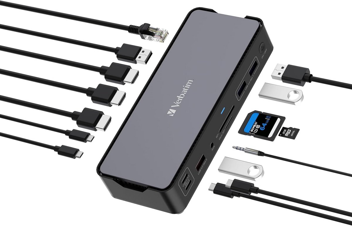 USB-C Docking Station met 15 Poorten voor Laptop