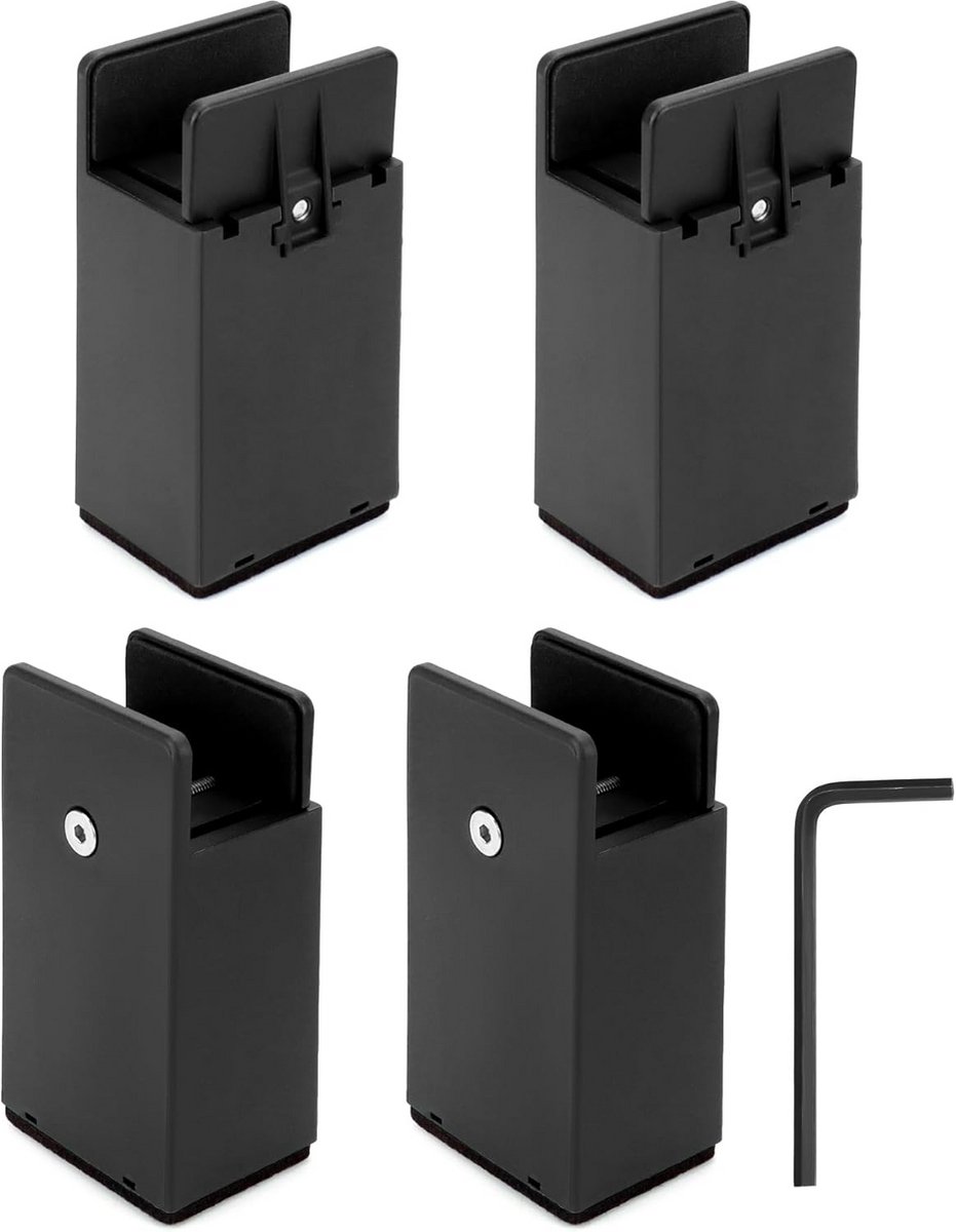 4-Pack Zwarte Meubelverhogers - 10cm Hoogte voor Meubelpoten tot 38mm