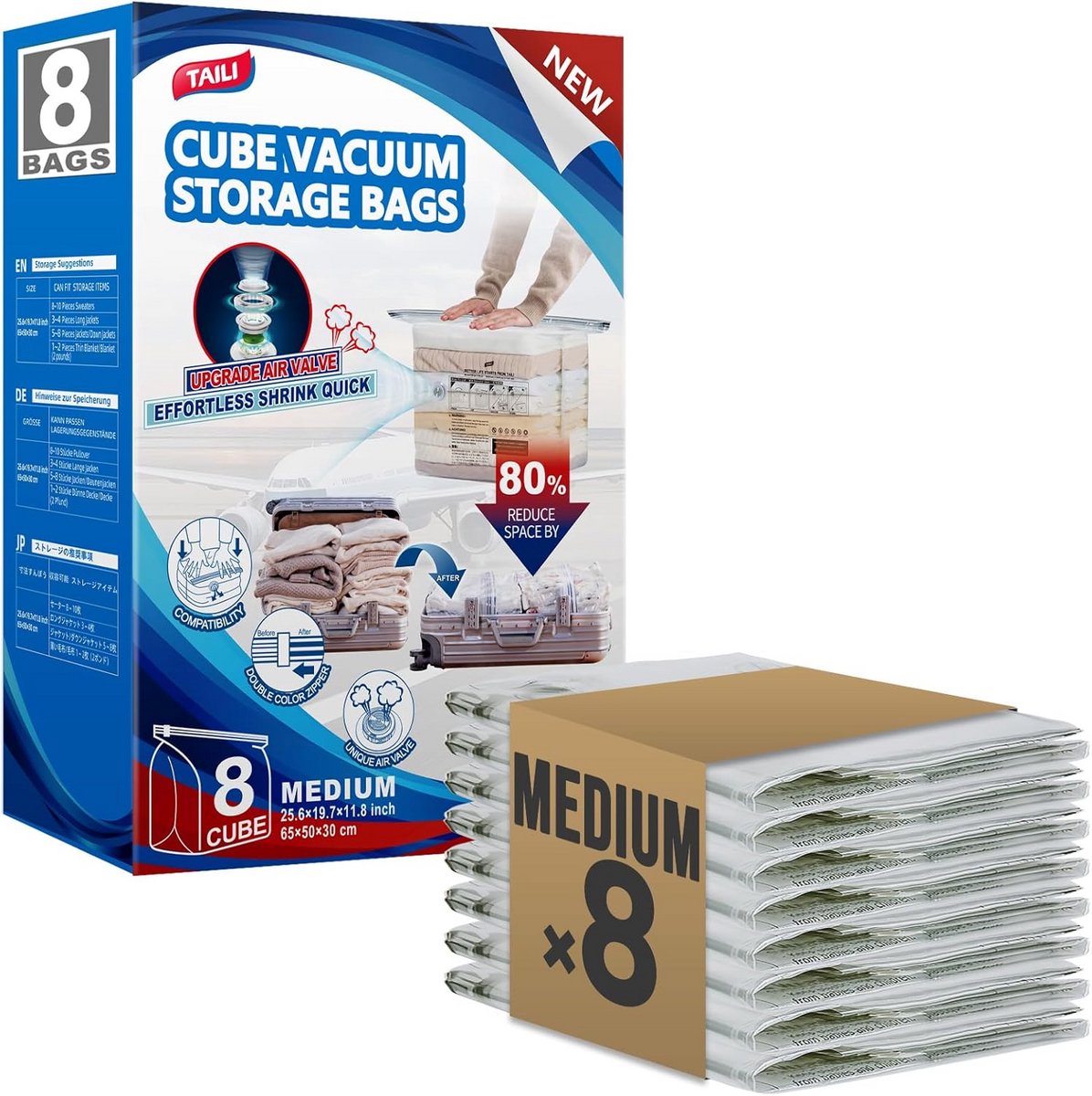 Vacuüm Opbergzakken voor Kleding - 8 Stuks
