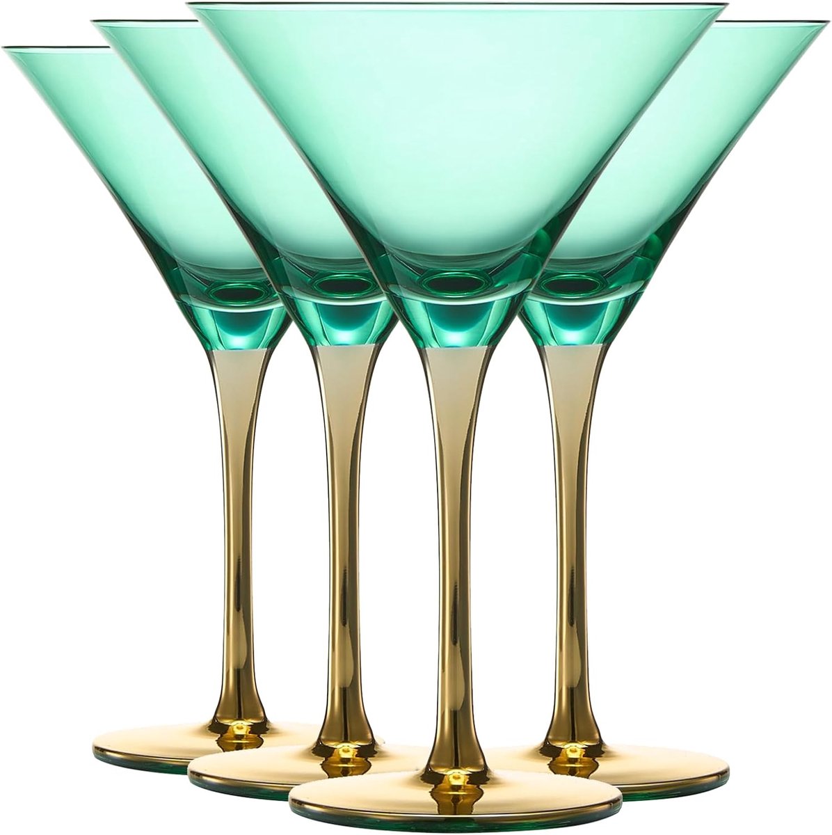Gekleurde Art Deco Cocktailglazen - Set van 4 Klassieke Martini Glazen