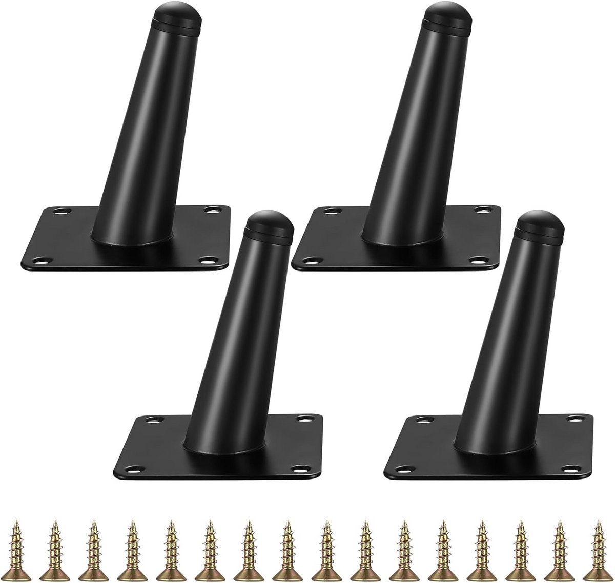Schuine Metalen Meubelpoten - 4 Stuks - Zwart - 10 cm Hoogte