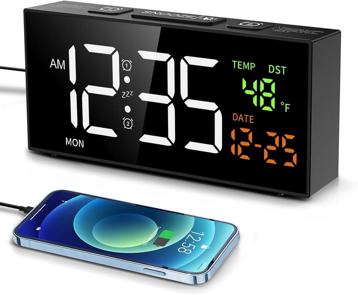 Digitale wekker met temperatuur, datum en weekdag - Bureauklok voor slaapkamer en kantoor
