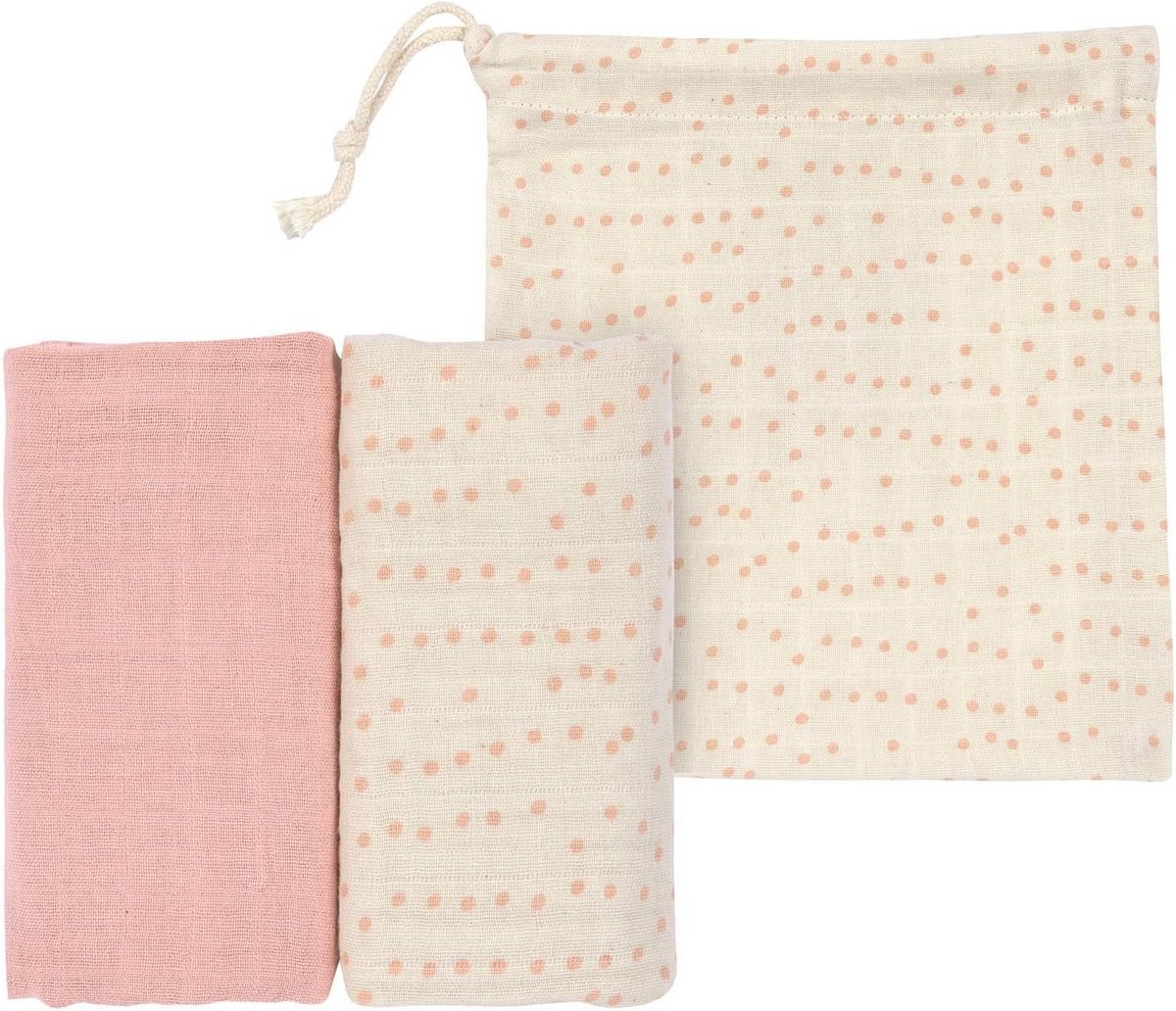 Baby inbakerdeken set - 2-delige katoenen inbakerdoek 60 x 60 cm M roze