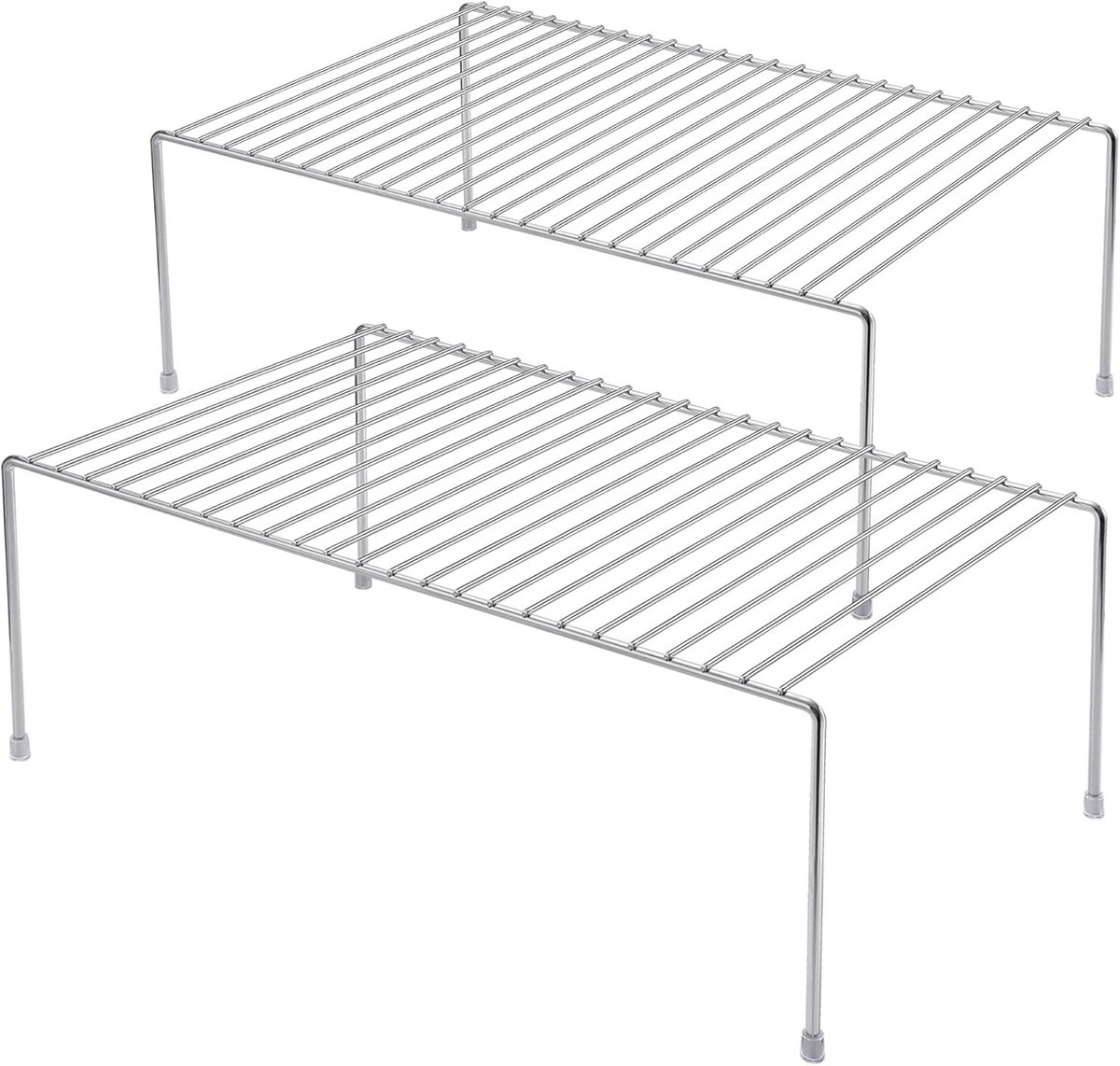 Set van 2 Vrieskast Opbergplankrekken - Ruimtebesparend RVS Keukenorganizer