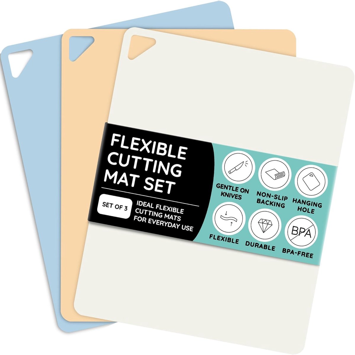 Flexibele snijplanken set van 3 - Antislip, Kleurgecodeerd en Perfect voor Keuken