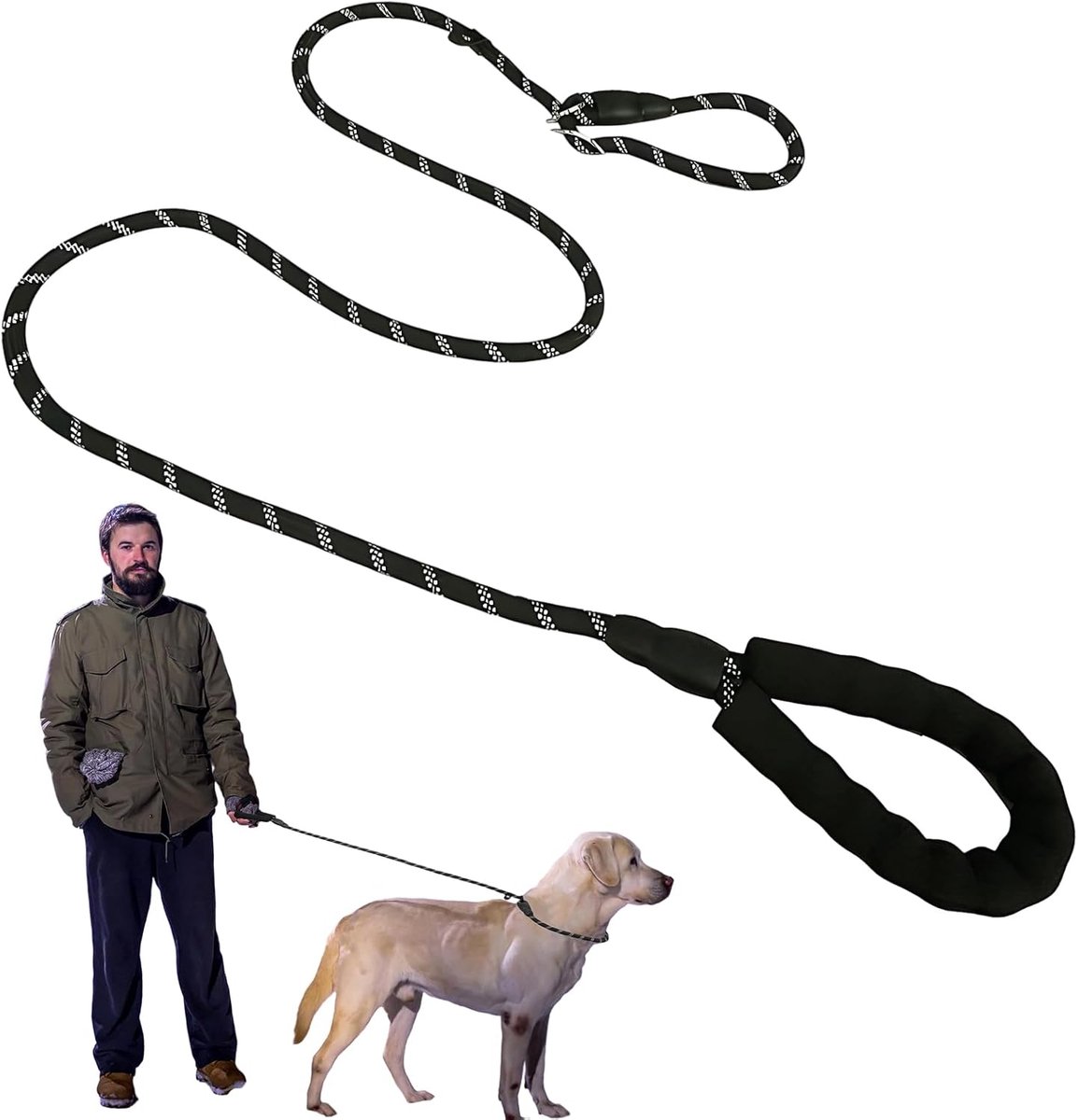 Oneay Hondenriem van 1,7 meter, stevig en duurzaam, scheurvast, perfect voor het uitlaten van uw hond, lichtgewicht en sterk, zwart.