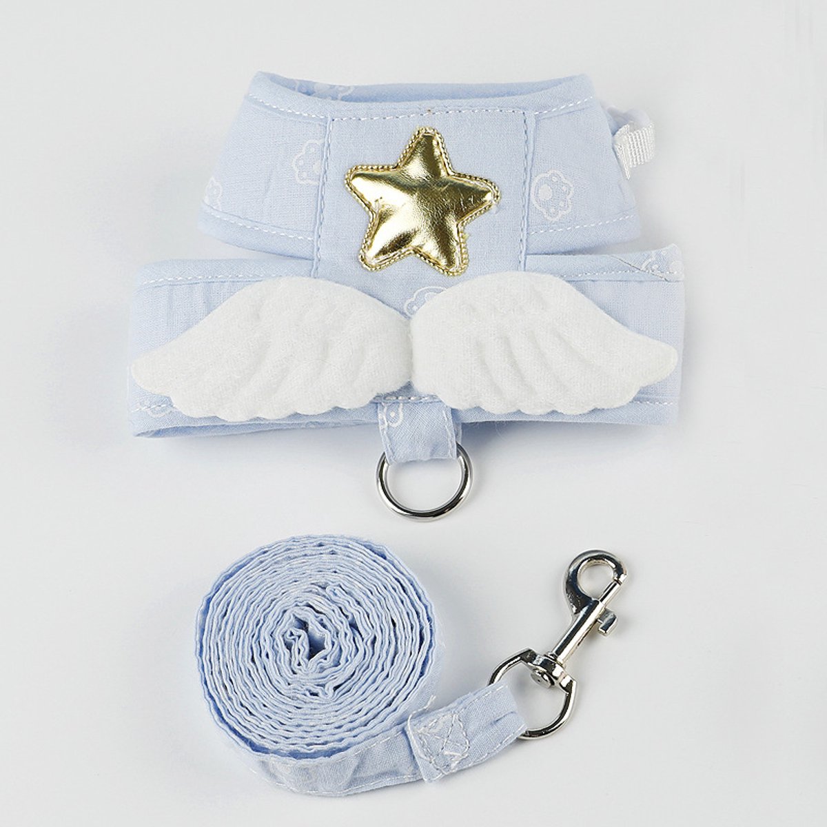 Oneay 1,5 m Angel Wing kattenriem (M), vestvormige riem voor honden en kittens, huisdieraccessoires