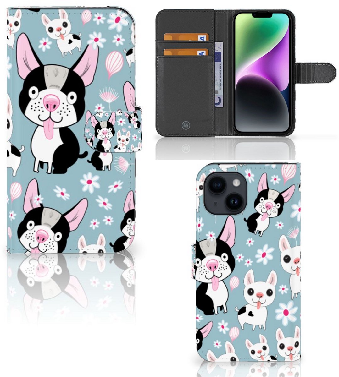 iPhone 15 Telefoonhoesje met Pasjes Hondjes