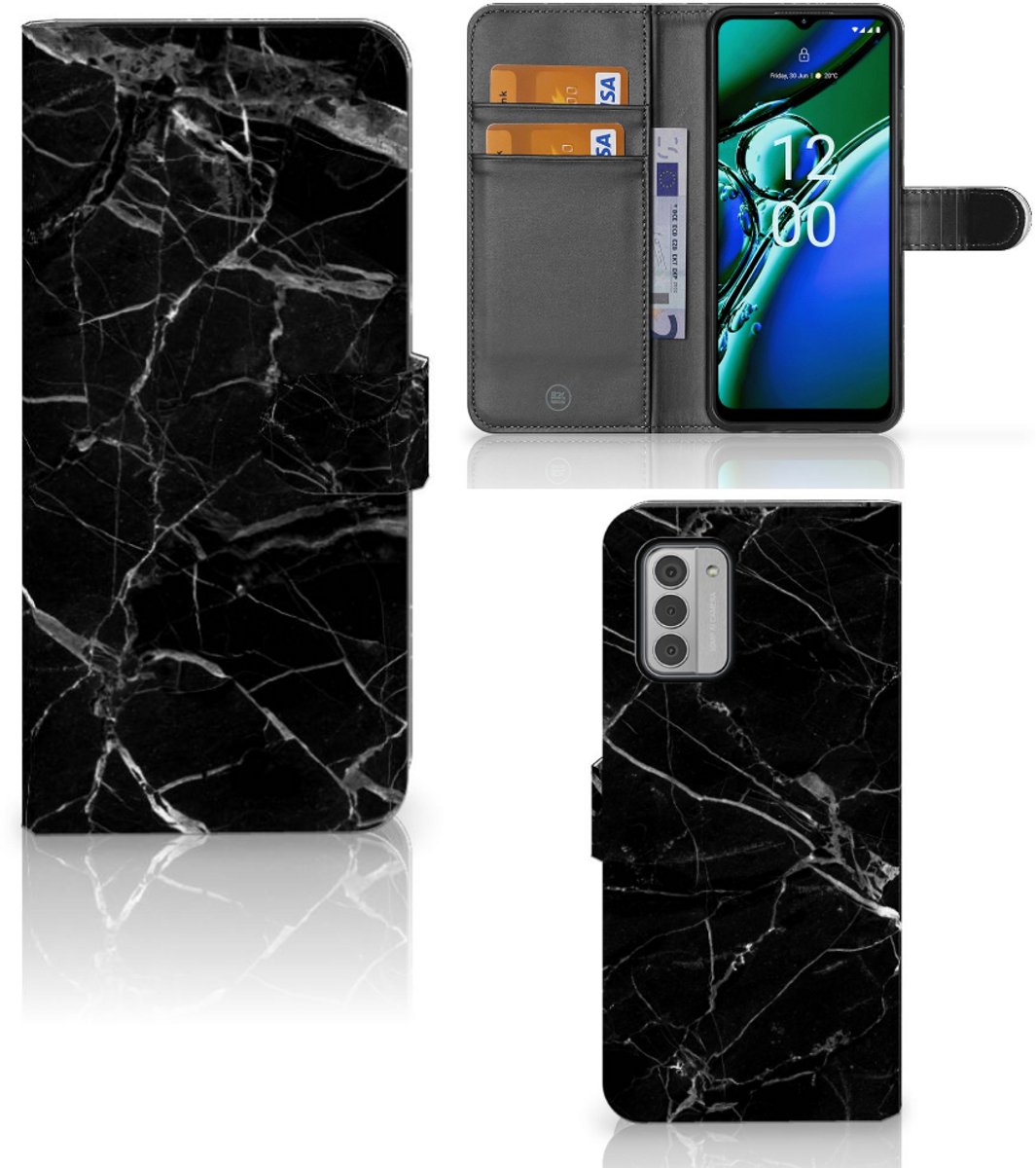 Nokia G42 Bookcase Marmer Zwart - Origineel Cadeau Vader