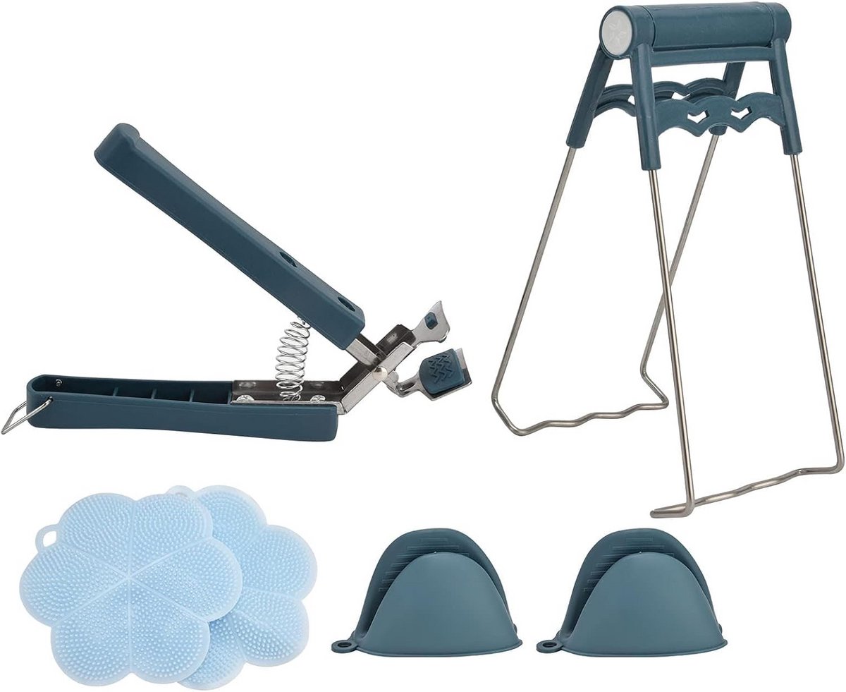 Antislip Keukentang 6-Pack - Roestvrij Stalen Plate Clip en Silicone Handschoenen