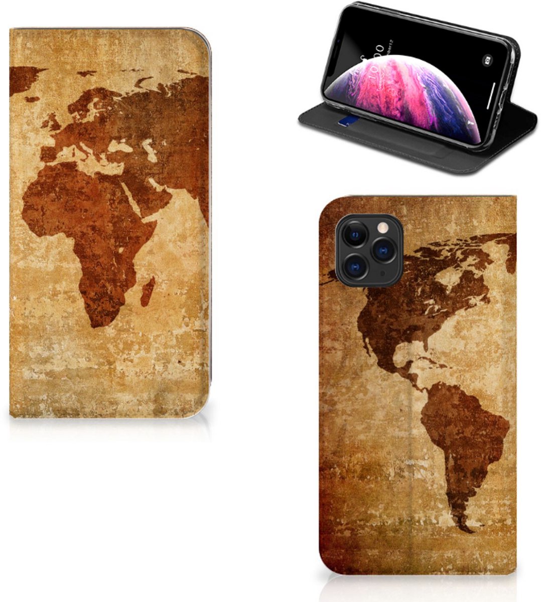 Apple iPhone 11 Pro Max Book Cover Wereldkaart