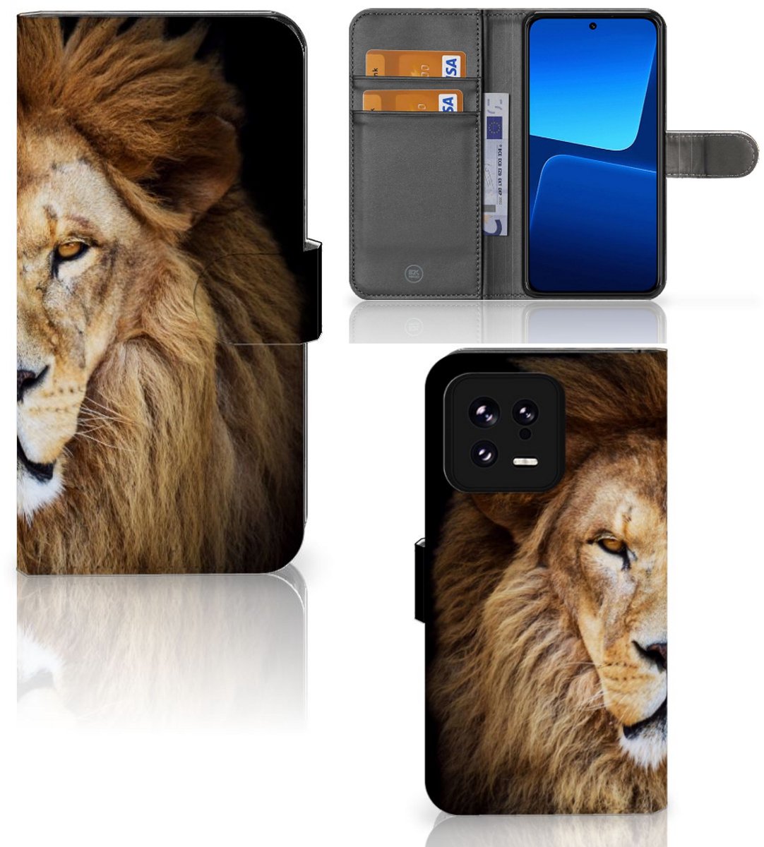 Xiaomi 13 Telefoonhoesje met Pasjes Leeuw