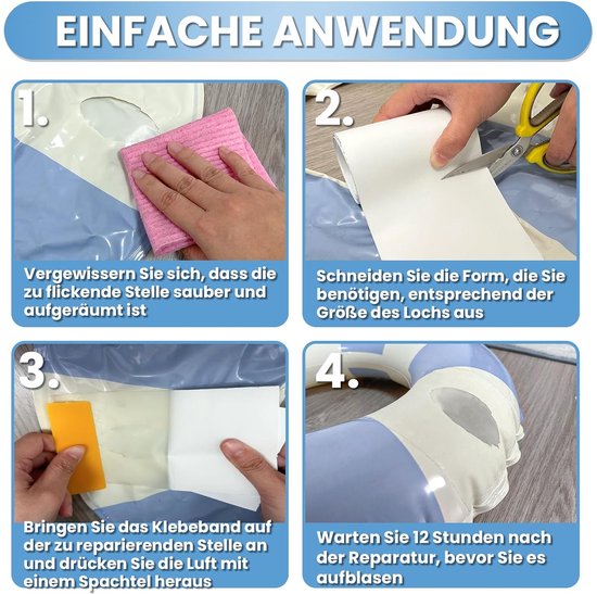 Multifunctionele Opblaasbare Reparatieset - Waterdichte Repair Tape 4 in x 18 m voor Zwembad, Luchtmatras, Tent, en Meer van Merkloos — afbeelding 3