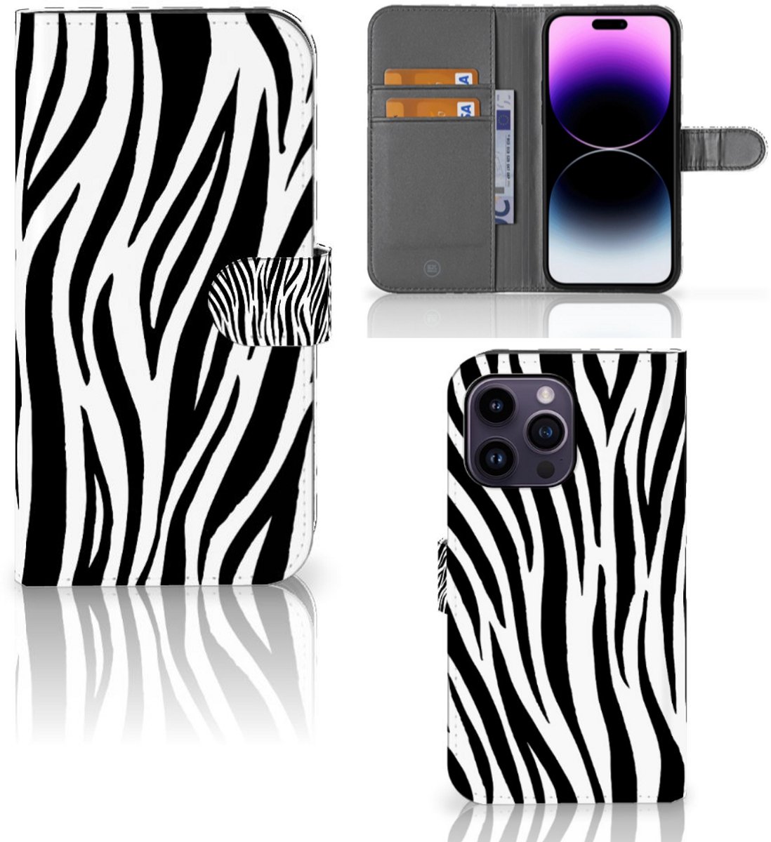 iPhone 15 Pro Max Telefoonhoesje met Pasjes Zebra