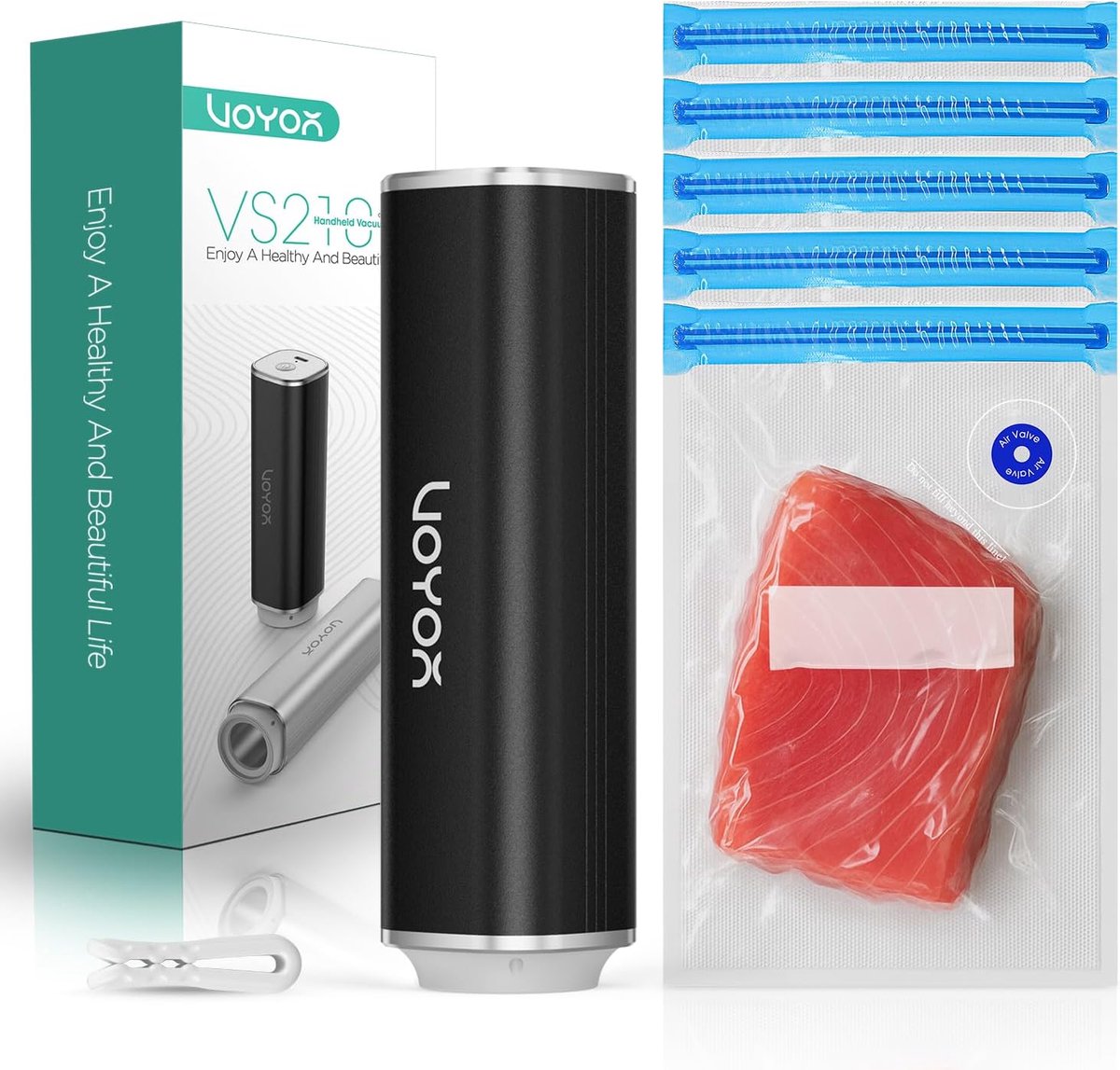 Draagbare vacuümmachine voor voedselbewaring met 5 vacuümzakken - Compact en draadloos