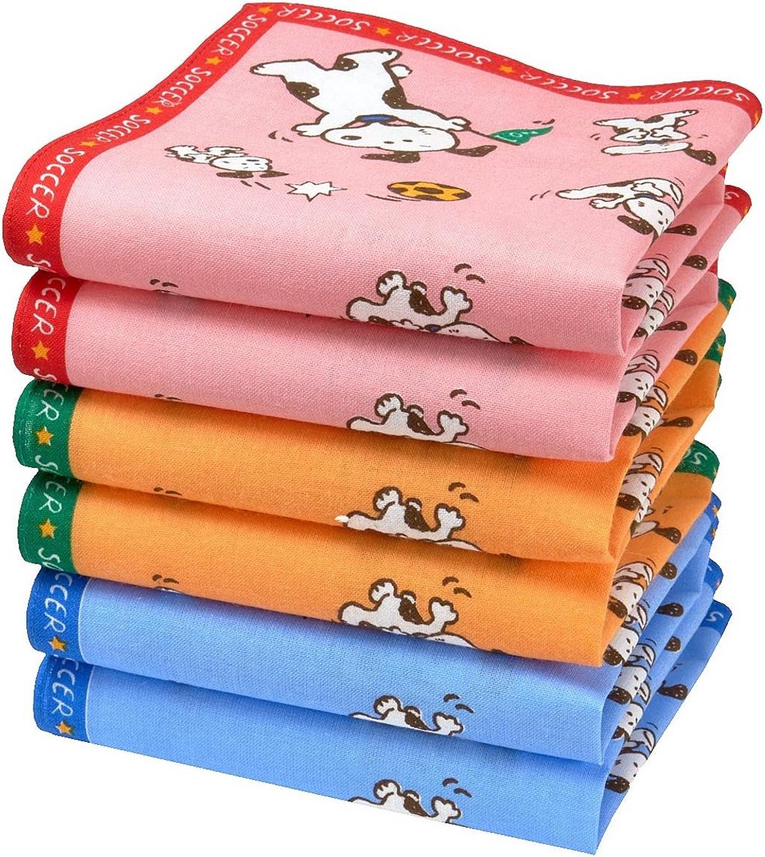 Katoenen Zakdoeken voor Kinderen - 6 Stuks - Klein Formaat 27 cm x 27 cm - Soccer Motieven