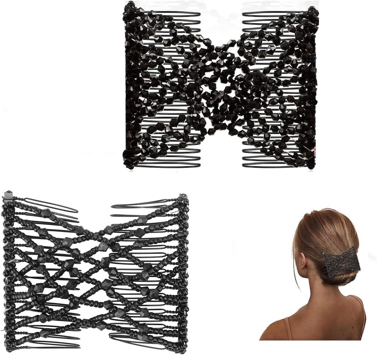 Elastische Haarspeldjes met Kralen - 2 Stuks Haaraccessoires voor Dames