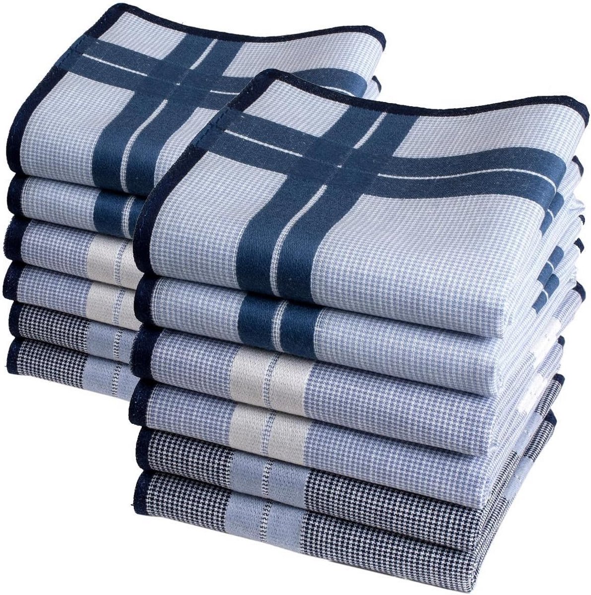Grote heren zakdoeken 40x40 cm - 12 stuks - 100% katoen