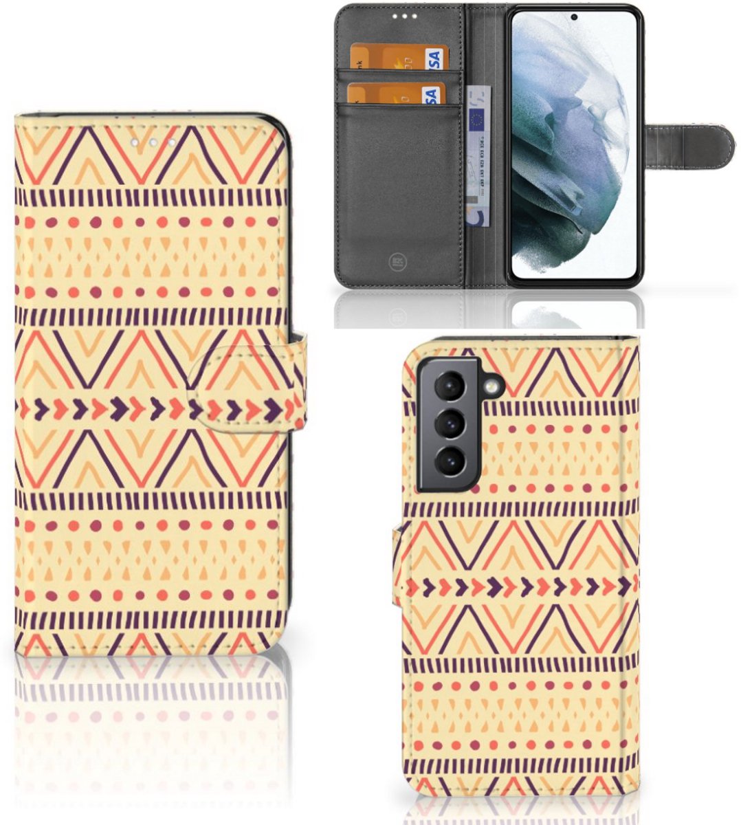 Book Case voor Samsung Galaxy S21 FE Telefoon Hoesje Aztec Yellow