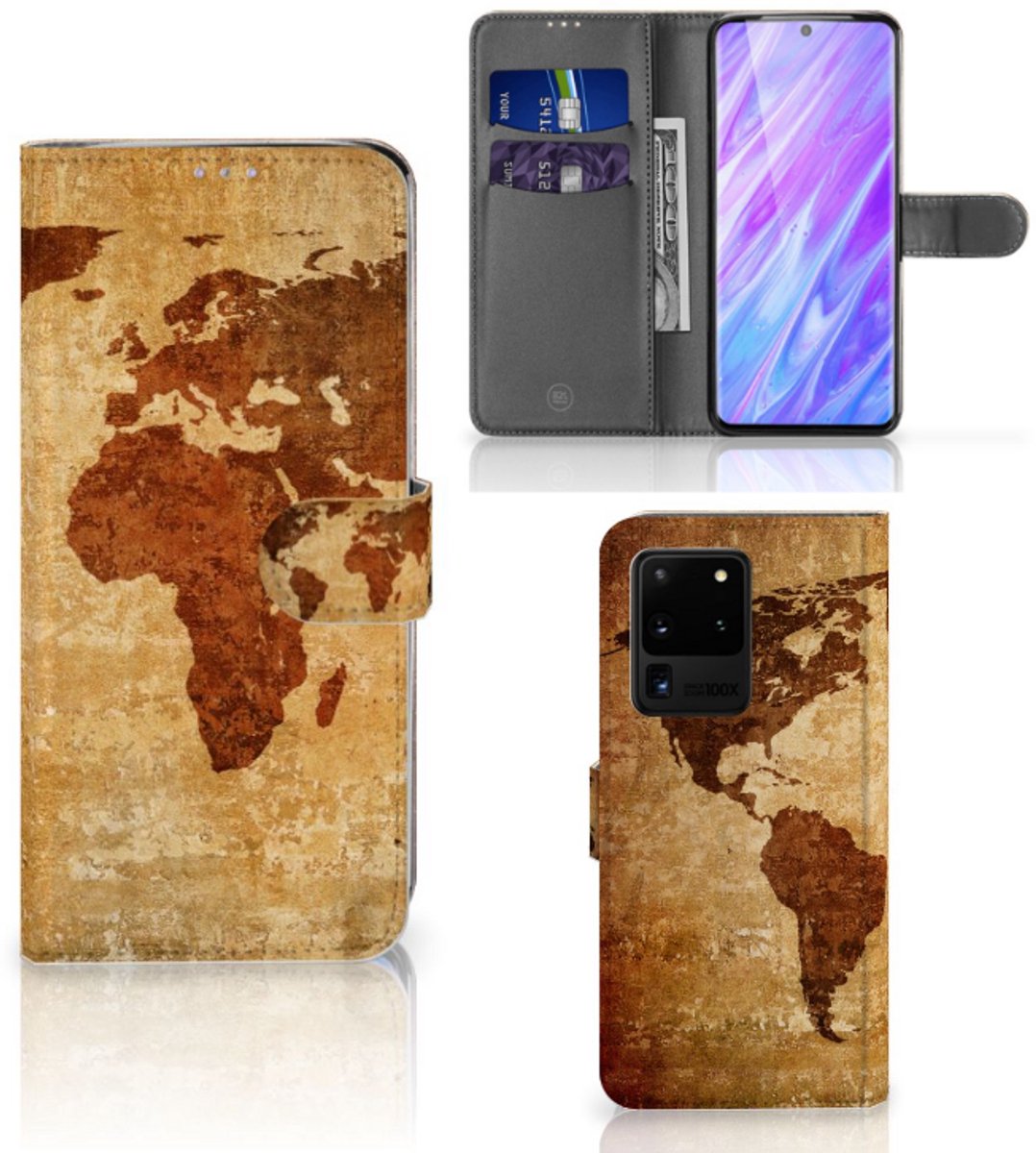 Samsung Galaxy S20 Ultra Flip Cover Wereldkaart