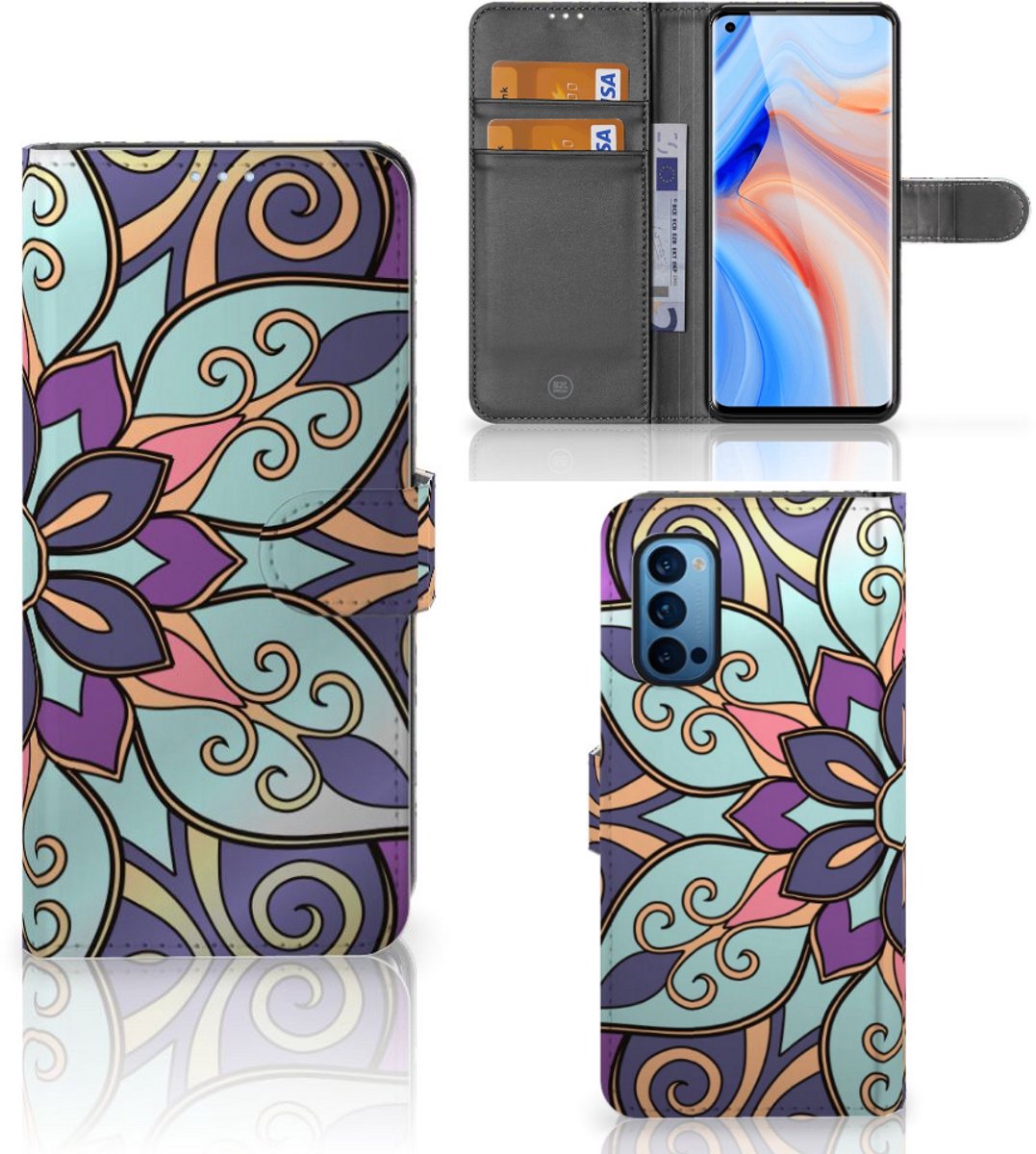 OPPO Reno 4 Pro 5G Hoesje Purple Flower
