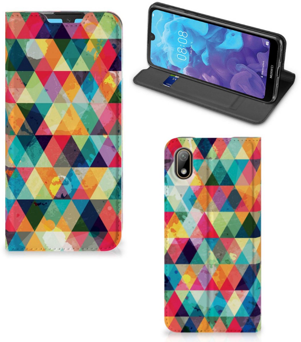 Huawei Y5 (2019) Hoesje met Magneet Geruit