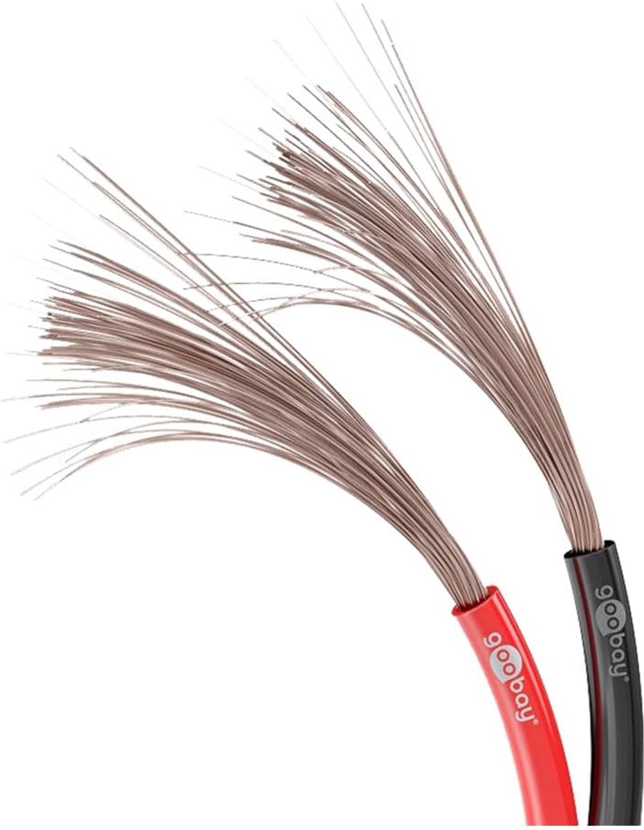Luidsprekerkabel 2 x 0,5 mm² - Audiokabel voor Subwoofer en Speakers - Koper - Rood/Zwart - 50 m