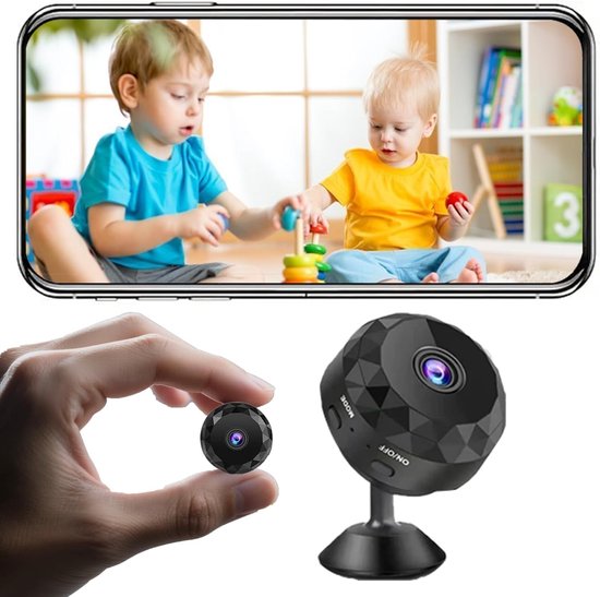 Caméra Mini Cachée WiFi 2K – Sans fil – Pour l'Intérieur, l'Extérieur, les Animaux de Compagnie et les Bébés