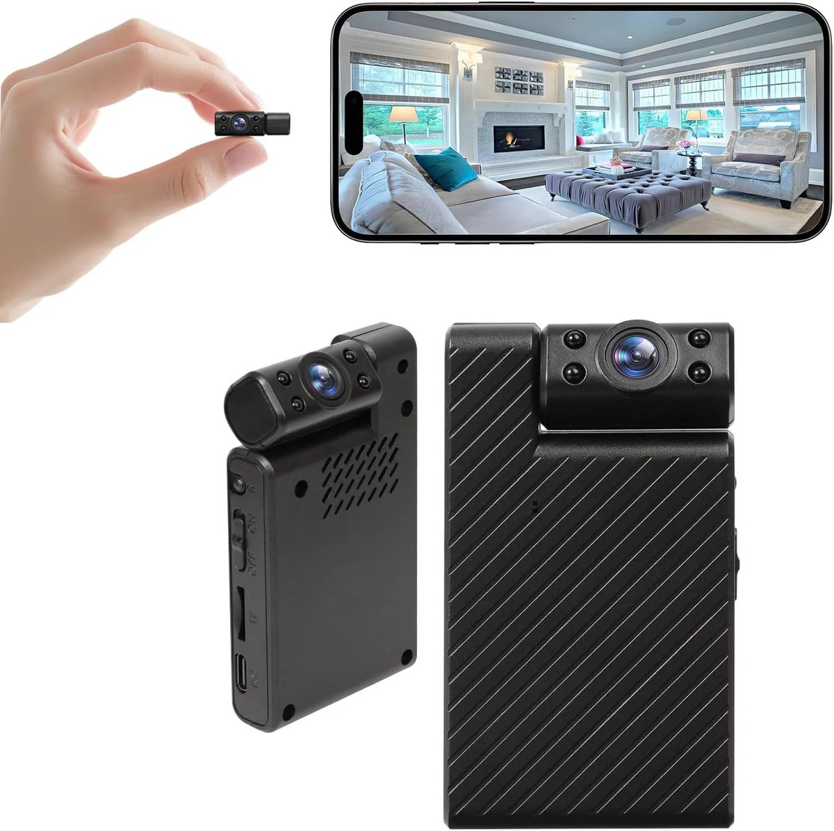 Mini Verborgen Camera met 180° Draaibare Lens – Ultra HD WiFi Spy Camera – Afstandsbediening, Bewegingsdetectie, Telefoon App Bediening & Realtime Meldingen – voor Thuis, Baby, Huisdier & Nanny Monitor - zwart