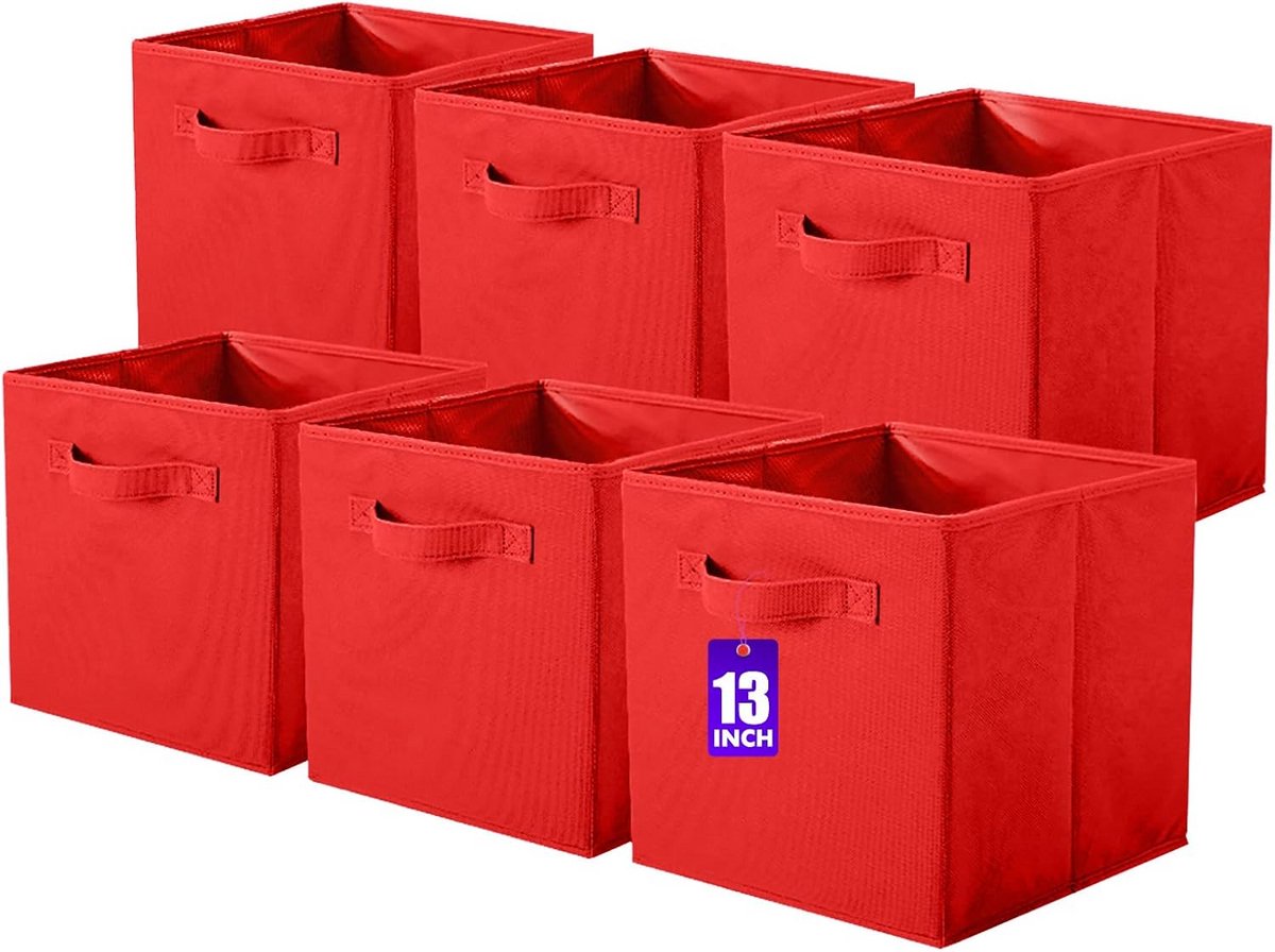 Opvouwbare Opbergdoos in Kubusvorm - 6 Stuks - 33 x 33 x 33 cm - Rood