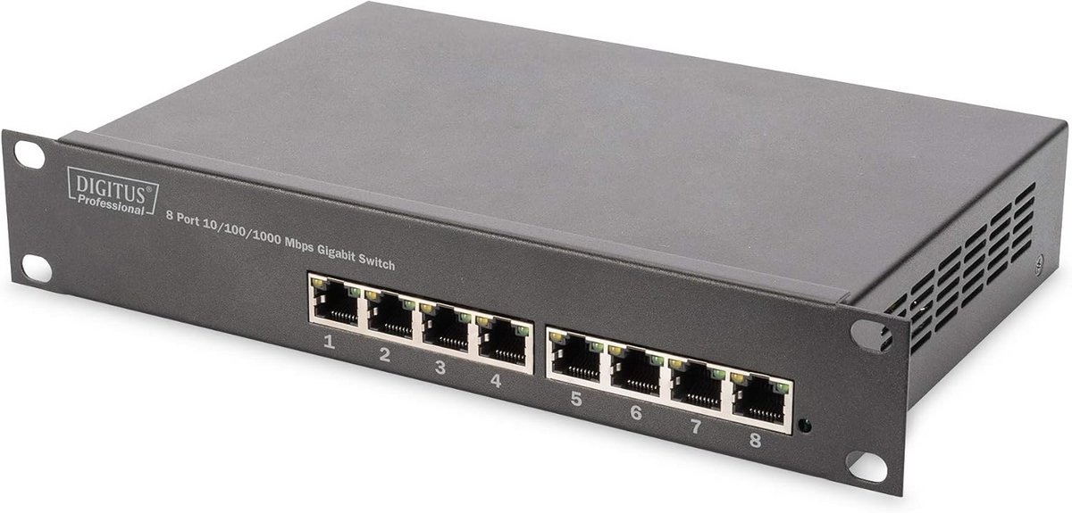 8-poorts 10 inch Gigabit ethernet switch - Unmanaged - Hoge snelheid